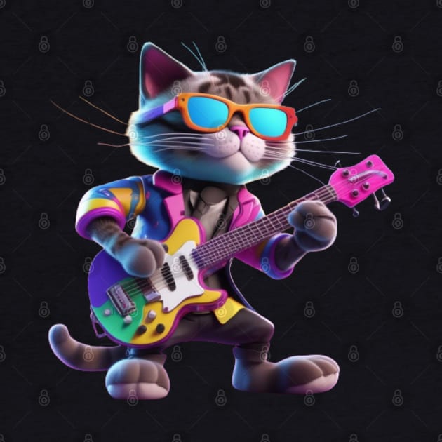 A Cat Who Is The Essence Of A Cool And Funky Guitarist by Musical Art By Andrew